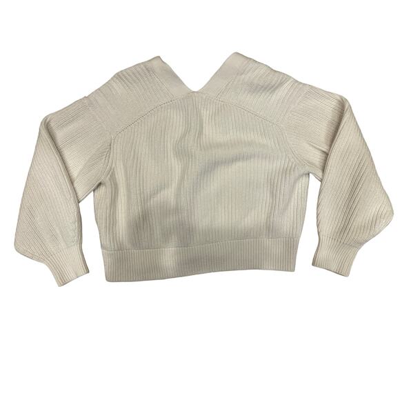 Woman's H&M Cream Cardigan Sweater Cropped Cotton Blend Chunky Oversized Size XS - Picture 4 of 4